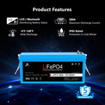 Sungold 12V 100Ah/ 200Ah LiFePo4 Deep Cycle Lithium Battery Bluetooth / Self-Heating / IP65 LFP12-200A