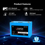 Sungold 12V 100AH LiFePO4 Deep Cycle Lithium Battery / Bluetooth /Self-heating / IP65 LFP12-100A