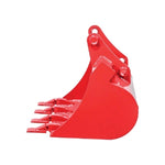 GREYWOLF 20-In. Bucket for Skid Steer Loader Backhoe Attachment | 4 Replaceable Teeth | Red Powder Coat 1070