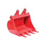 GREYWOLF 20-In. Bucket for Skid Steer Loader Backhoe Attachment | 4 Replaceable Teeth | Red Powder Coat 1070