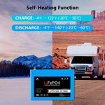 Sungold 12V 100AH LiFePO4 Deep Cycle Lithium Battery / Bluetooth /Self-heating / IP65 LFP12-100A