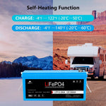 Sungold 12V 100Ah/ 200Ah LiFePo4 Deep Cycle Lithium Battery Bluetooth / Self-Heating / IP65 LFP12-200A