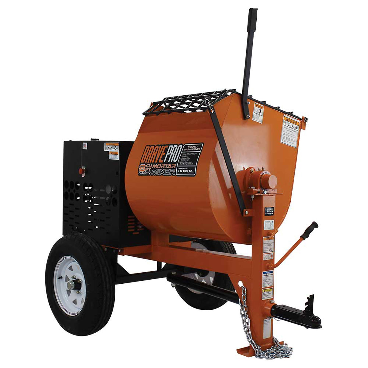 BravePro Mortar Mixer | 8 Cu. Ft. Steel Drum | Honda GX240 BRPMM108H