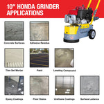 Tomahawk 10" Honda Concrete Floor Grinder 10HP GXV390 Motor for Smoothing, Floor Prep, Coatings TGDR10H