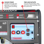 Tomahawk 120 Amp Engine Driven Welder Generator 2200 Watt 7 HP Gas Powered TWG120A