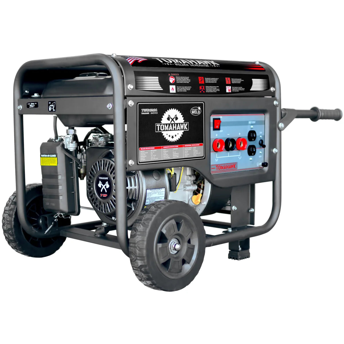 Tomahawk 120 Amp Engine Driven Welder Generator 2200 Watt 7 HP Gas Powered TWG120A