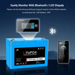 Sungold 12V 100AH LiFePO4 Deep Cycle Lithium Battery / Bluetooth /Self-heating / IP65 LFP12-100A