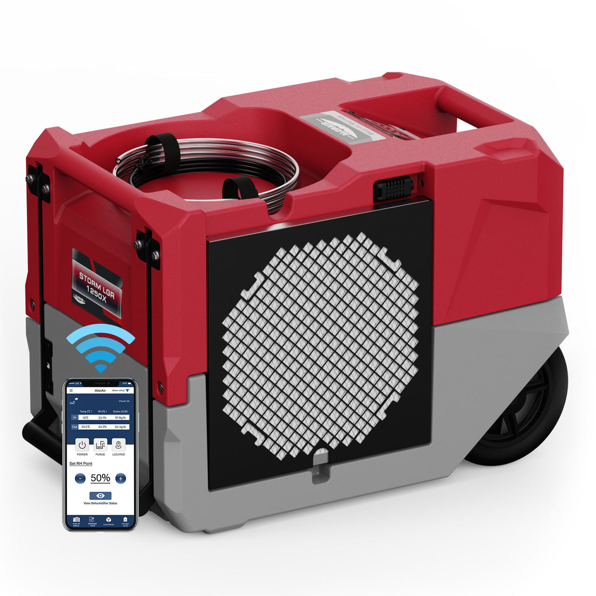 AlorAir Smart Wi-Fi 125 PPD Industrial Commercial Dehumidifiers with Pump RF02ALOR-Storm-LGR-1250X-1YDMR00