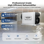 AlorAir® Sentinel WHD 100 Whole House Dehumidifier, 90 PPD, Size for 2300 Sq.Ft, Commercial Grade Dehumidifier RF02ALOS-Sentinel-WHD100-0NNMB00