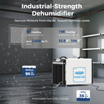 AlorAir® Wi-Fi Crawl Space Dehumidifier, 198 PPD Basement Dehumidifiers with Condensate Pump, Auto-Defrost, Rare Earth Alloy Tube Evaporator RF02ALOS-Sentinel-HDi90-1YAMW00