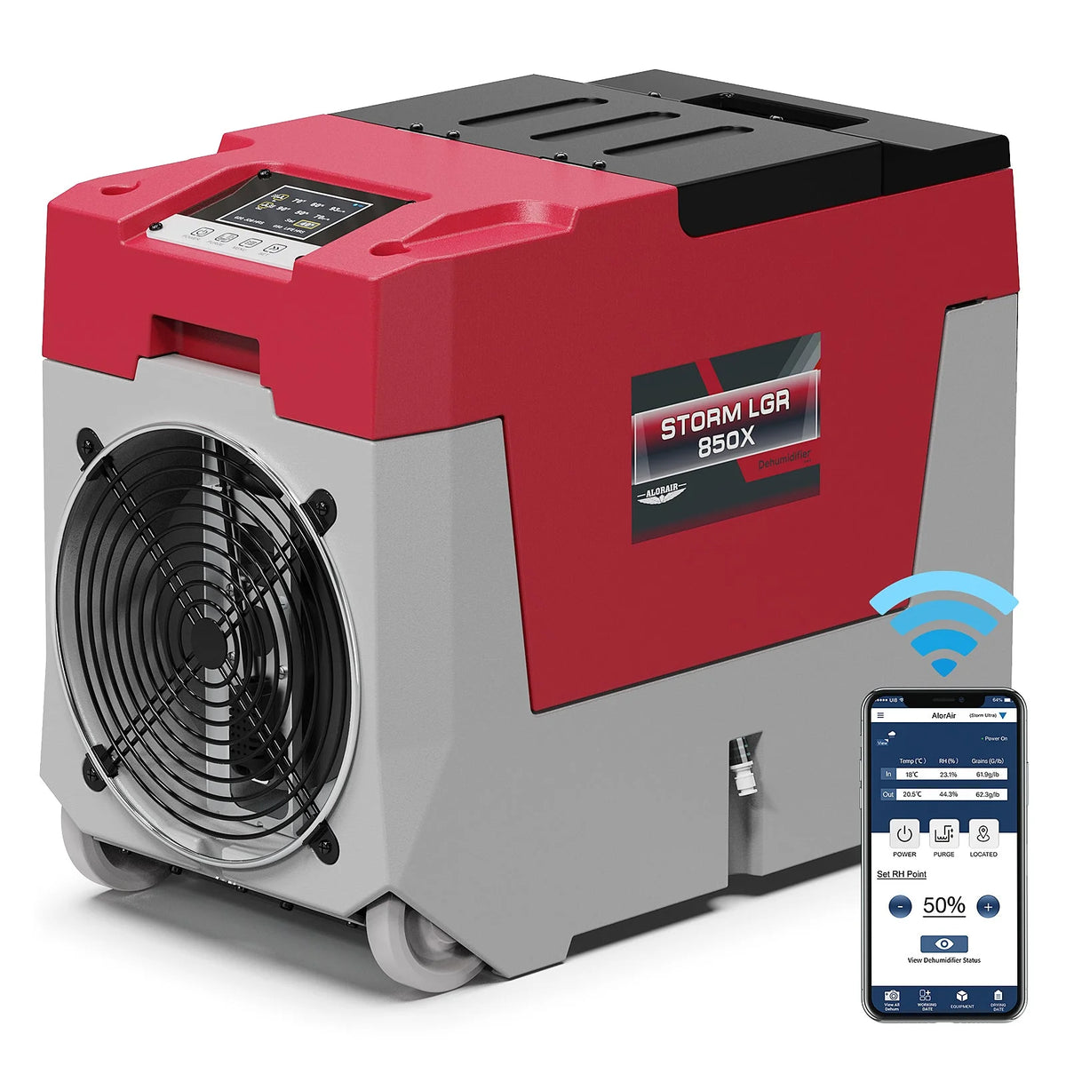 AlorAir 180 PPD Smart Wi-Fi Commercial Dehumidifier, Storm LGR 850X Large Dehumidifier with Pump RF02ALOR-Storm-LGR-850X-1YDMR00
