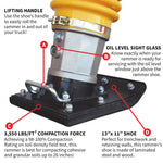 Tomahawk 3.6HP Honda Vibratory Rammer Jumping Jack Tamper with Honda GXR120 Engine Impact Force 3,550 lbs/ft TR68H