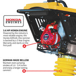 Tomahawk 3.6HP Honda Vibratory Rammer Jumping Jack Tamper with Honda GXR120 Engine Impact Force 3,550 lbs/ft TR68H