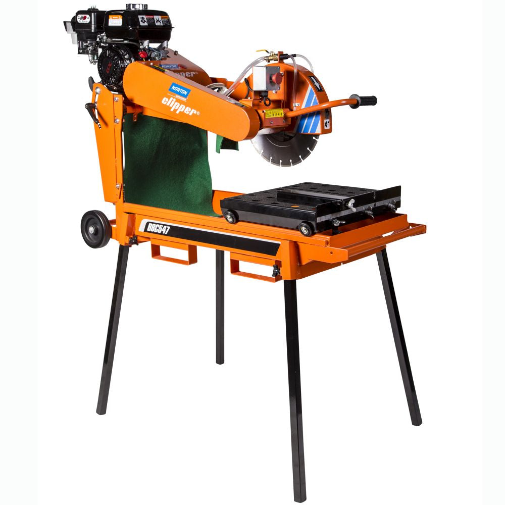 Norton Clipper Compact Masonary Saw | 14 In. | Rear Wheel Dolly with Removeable Legs | Honda GX160 BBC547