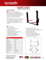 Olympic 10,000 lb 2-Post Base Plate Car Lift – Hydraulic Vehicle Lift, Asymmetric Arms, 10-Year Warranty 2PBP-10