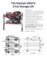 Olympic “Six-Stacker” 9,000 lb 3-Level 6-Car Storage Lift – Heavy-Duty Multi-Vehicle Parking Lift 4032-6