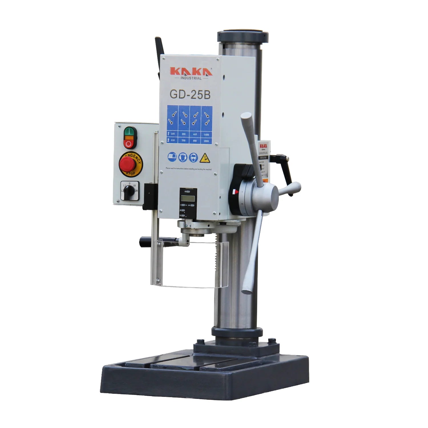KaKa Industrial Variable Speed Bench Drill Press,GD-25B 0.9kW 220V 3-Phase, 8-Speed (130-3200 RPM), Cast Iron Benchtop, 25mm Max Drilling, MT3 Taper 190018V220