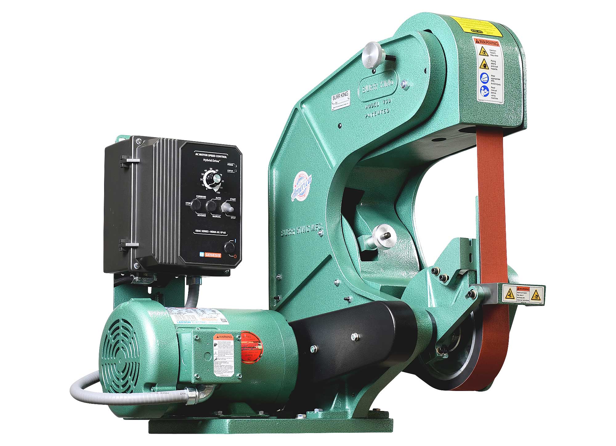 Burr King Model 760 1.5 x 60 or 2 x 60 Three Wheel Belt Grinder 77110