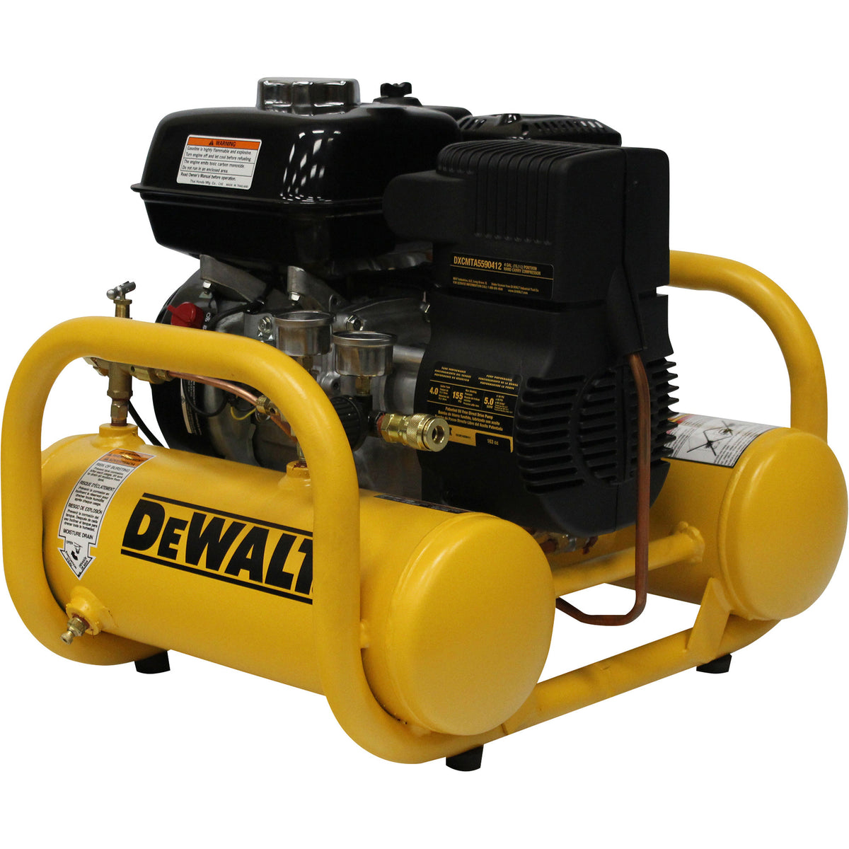 DeWalt 4-Gallon Air Compressor | Pontoon Style | 5.0 CFM @ 90 PSI | Honda GX160 DXCMTA5590412.SAN