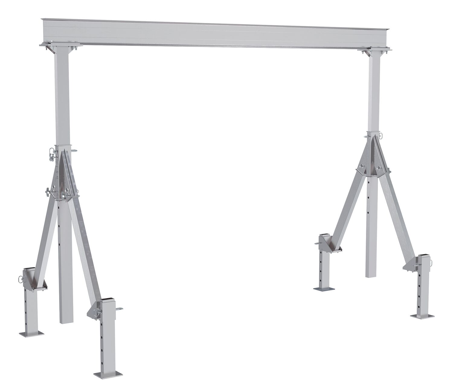 Vestil Aluminum Adjustable Height Gantry Crane With Adjustable Leveling Option 12 Ft. Wide X 10 Ft. Max Usable Height 2,000 Lb. Capacity Silver AHA-2-12-10-ALO