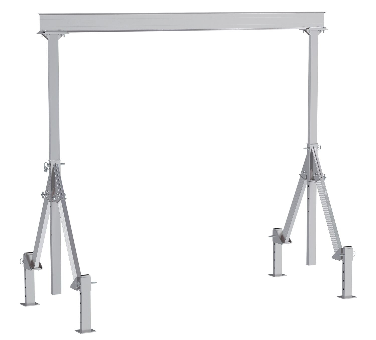 Vestil Aluminum Adjustable Height Gantry Crane With Adjustable Leveling Option 12 Ft. Wide X 12 Ft. Max Usable Height 2,000 Lb. Capacity Silver AHA-2-12-12-ALO