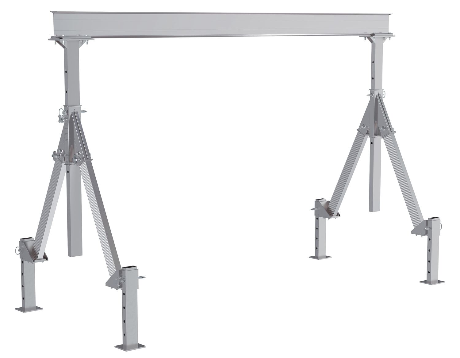 Vestil Aluminum Adjustable Height Gantry Crane With Adjustable Leveling Option 12 Ft. Wide X 8 Ft. Max Usable Height 2,000 Lb. Capacity Silver AHA-2-12-8-ALO