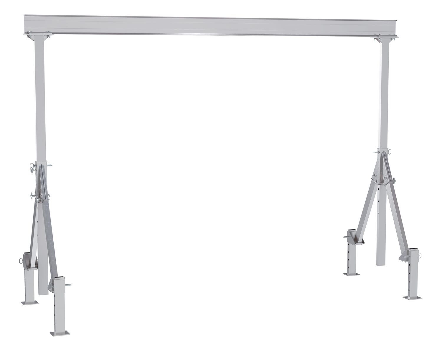 Vestil Aluminum Adjustable Height Gantry Crane With Adjustable Leveling Option 15 Ft. Wide X 12 Ft. Max Usable Height 2,000 Lb. Capacity Silver AHA-2-15-12-ALO