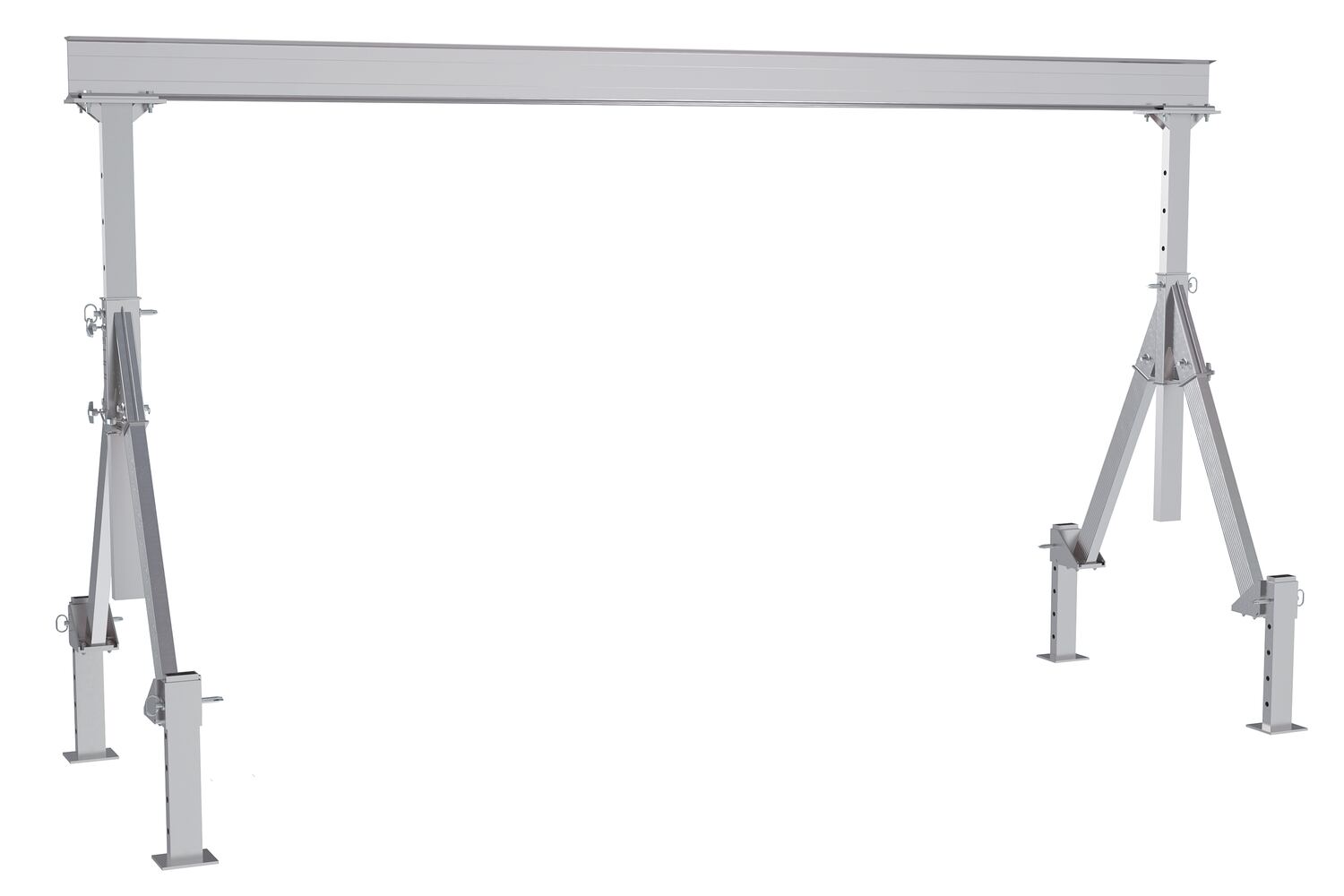 Vestil Aluminum Adjustable Height Gantry Crane With Adjustable Leveling Option 15 Ft. Wide X 8 Ft. Max Usable Height 2,000 Lb. Capacity Silver AHA-2-15-8-ALO