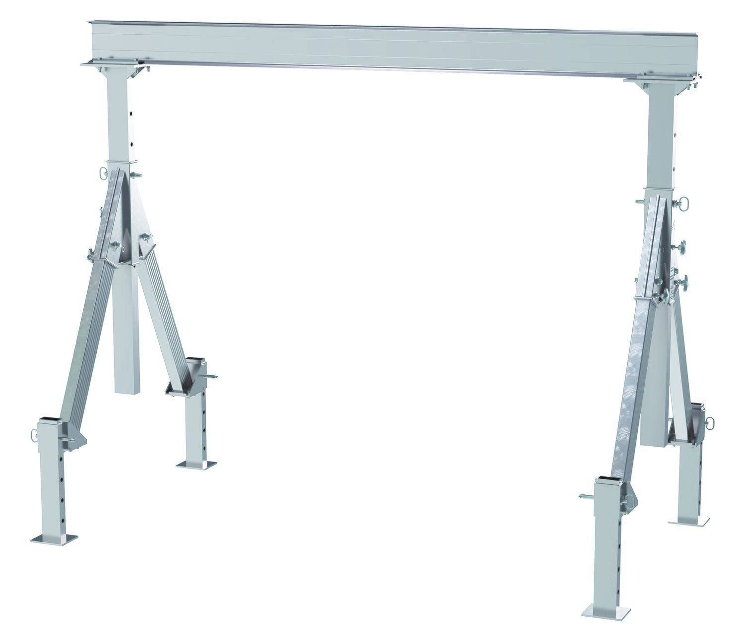 Vestil Aluminum Adjustable Height Gantry Crane With Adjustable Leveling Option 10 Ft. Wide x 8 Ft. Max Usable Height 4,000 Lb. Capacity Silver AHA-4-10-8-ALO