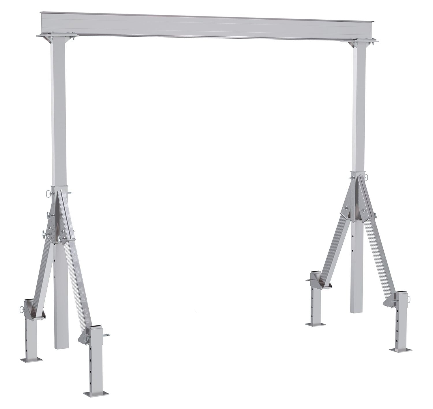 Vestil Aluminum Adjustable Height Gantry Crane With Adjustable Leveling Option 12 Ft. Wide x 12 Ft. Max Usable Height 4,000 Lb. Capacity Silver AHA-4-12-12-ALO