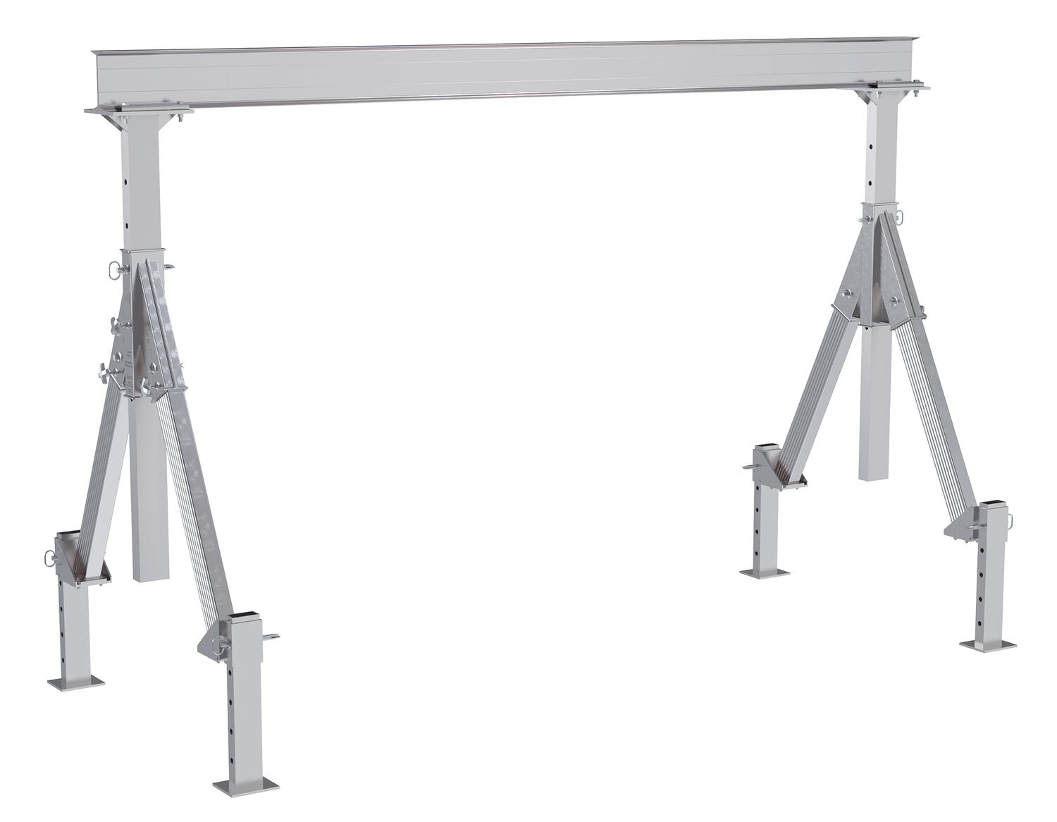 Vestil Aluminum Adjustable Height Gantry Crane With Adjustable Leveling Option 12 Ft. Wide x 8 Ft. Max Usable Height 4,000 Lb. Capacity Silver AHA-4-12-8-ALO