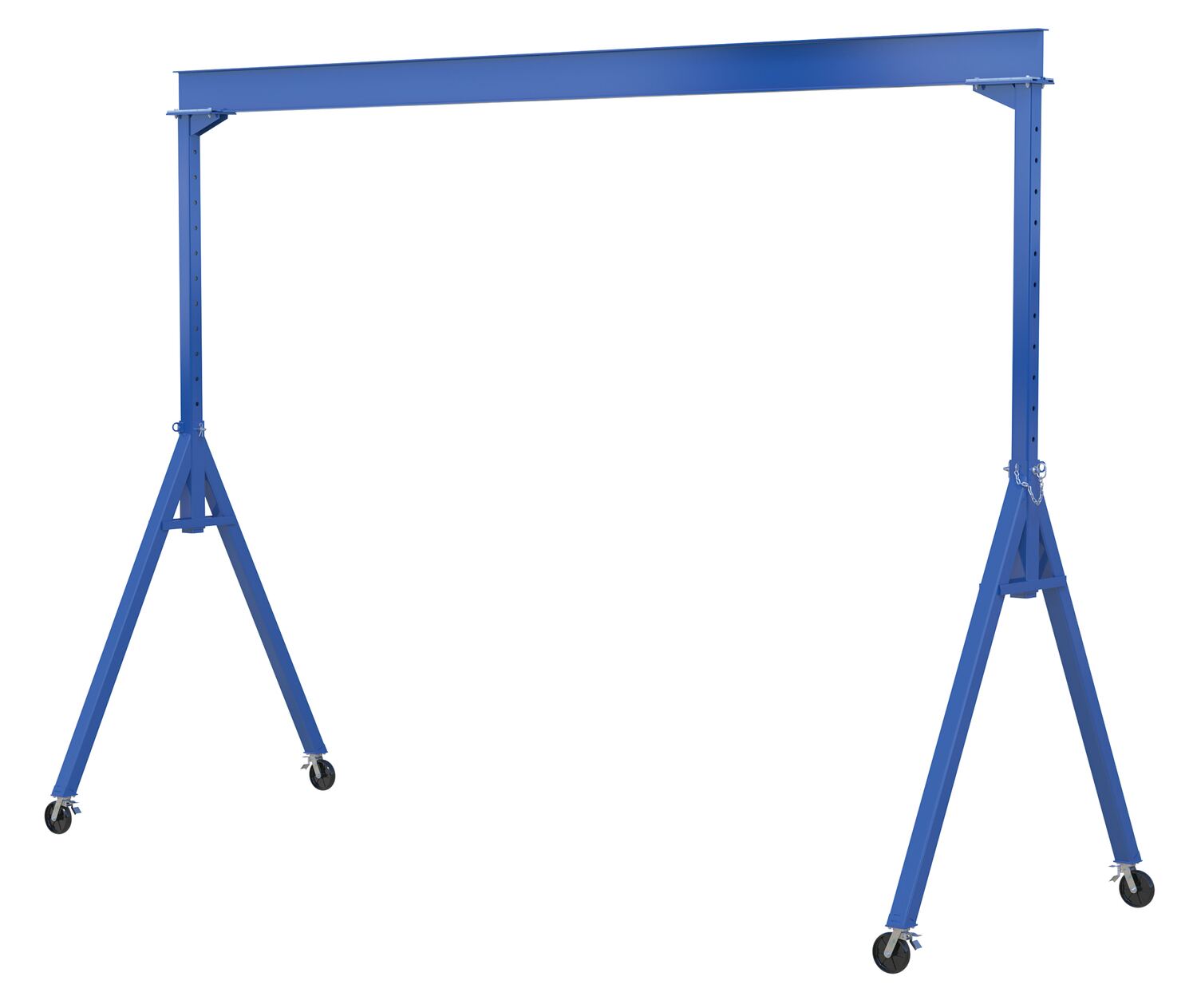Vestil Steel Adjustable Height Gantry Crane with Total Locking Glass Filled Nylon Casters 20 Ft.Wide x 16 Ft. Max Usable Height 2,000 Lb. Capacity Blue AHS-2-20-16-TLC