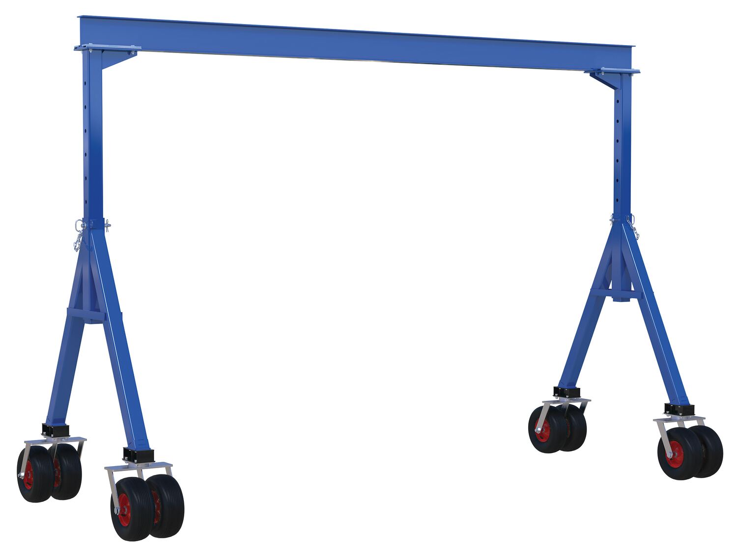 Vestil Steel Adjustable Height Gantry Crane with Pneumatic Rubber Casters 15 Ft.Wide x 7 Ft. Max Usable Height 4,000 Lb. Capacity Blue AHS-4-15-7-PNU