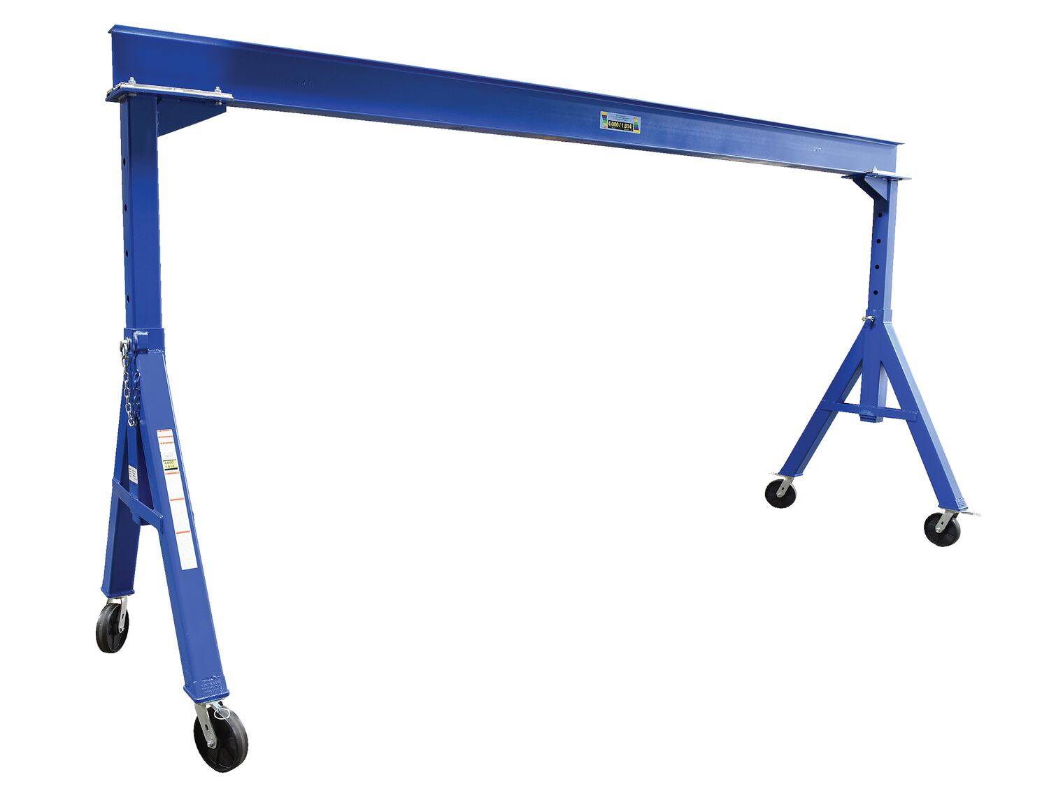 Vestil Steel Adjustable Height Gantry Crane with Phenolic Casters 20 Ft.Wide x 12 Ft. Max Usable Height 4,000 Lb. Capacity Blue AHS-4-20-12