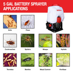 Tomahawk 5 Gallon Battery Powered Backpack Sprayer 36V Electric 30 Ft Reach Adjustable Flow for Lawn, Pest, Weed, and Fertilizer Applications eTPS25