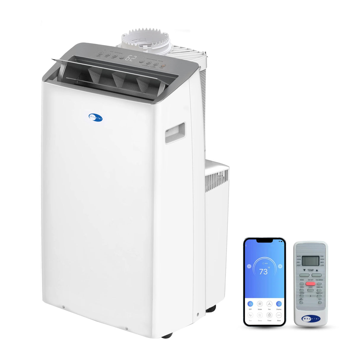 Whynter NEX Inverter 14,000 BTU (ASHRAE) 12,000 BTU (SACC) Smart Control Dual Hose Portable Air Conditioner with Heat ARC-1230WNH