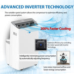 Whynter NEX Inverter 14,000 BTU (ASHRAE) 12,000 BTU (SACC) Smart Control Dual Hose Portable Air Conditioner with Heat ARC-1230WNH