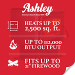 Ashley 2,500 Sq. Ft. Pedestal Wood Stove AW2520E-P
