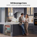 Whynter 24″ Undercounter 166 Cans Seamless Stainless Steel Beverage Fridge BSR-140SB