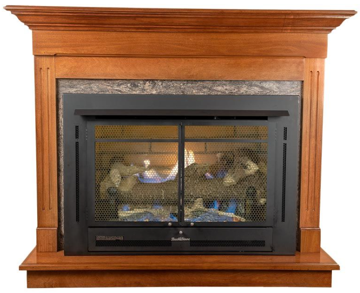 Buck Stove Contemporary Corner Mantel For Model 34 - Dark Oak PA KDM34329HDC
