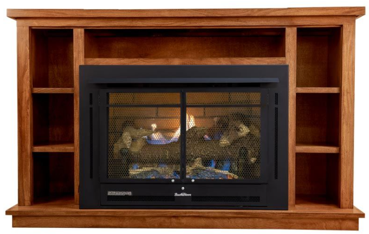 Buck Stove Prestige Bookcase Mantel for Model 34 - Dark Oak PA KDM34PRES-DO