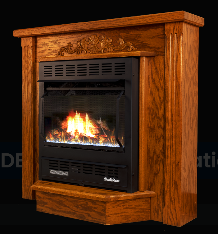 Buck Stove Model 1127 Prestige Bookcase Mantel Unfinished, 50.75in. W x 36in. H x 13in. D) PA KDM1127PRES-UF