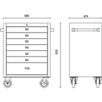 Beta C04TSS/7 Stainless Steel Mobile Roller Cabinet with 7 Drawers C04TSS/7