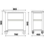 Beta C51 Orange Easy Trolley 3-Shelf Utility Shop Cart, Locking Caster, 440lb. Load Capacity C51