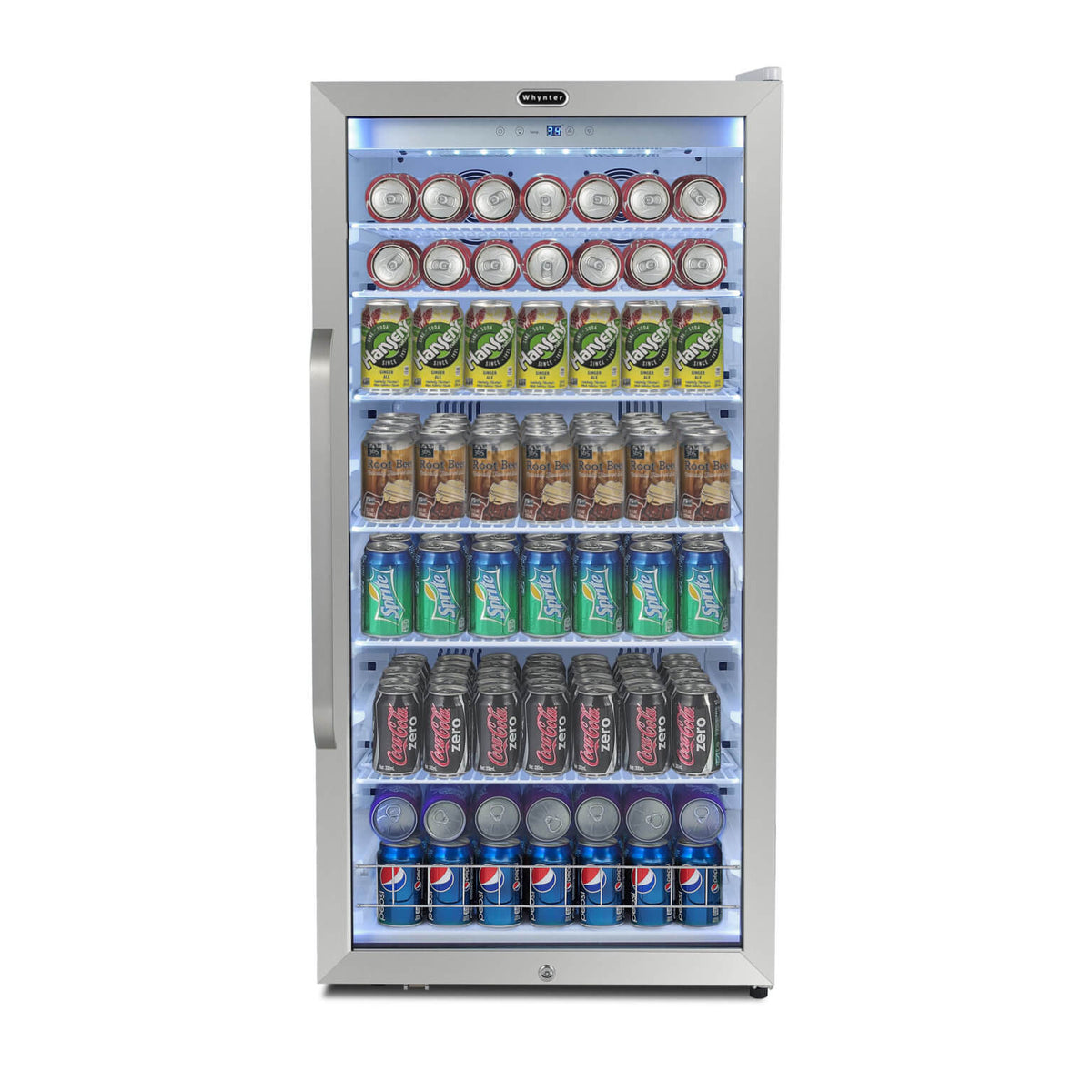 Whynter Commercial 10.6 cu. ft. Stainless Steel Commercial Beverage Merchandiser Display Refrigerator with Superlit Door and Lock – White CBM-1060XLW