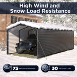 ALEKO 12 x 26 x 9.6' Metal Carport with Corrugated Roof and Sidewall Panels - Black CPMS-12-26-BLK-AP