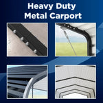 ALEKO 12 x 26 x 9.6' Metal Carport with Corrugated Roof and Sidewall Panels - Black CPMS-12-26-BLK-AP