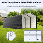 ALEKO 12 x 26 x 9.6' Metal Carport with Corrugated Roof and Sidewall Panels - Black CPMS-12-26-BLK-AP