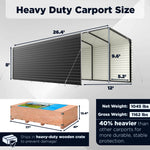 ALEKO 12 x 26 x 9.6' Metal Carport with Corrugated Roof and Sidewall Panels - Black CPMS-12-26-BLK-AP