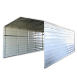 ALEKO 12W x 26L x 10H ft. Metal Carport with Corrugated Roof Panels and Sidewall Panels – Gray CPMS-12-26-GY-AP